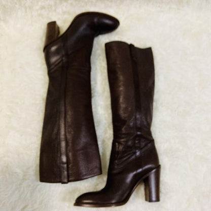 GUCCI Long Boots Shoes EU 36.5 US 6.5 Leather Brown Authentic