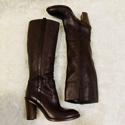 GUCCI Long Boots Shoes EU 36.5 US 6.5 Leather Brown Authentic