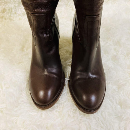 GUCCI Long Boots Shoes EU 36.5 US 6.5 Leather Brown Authentic
