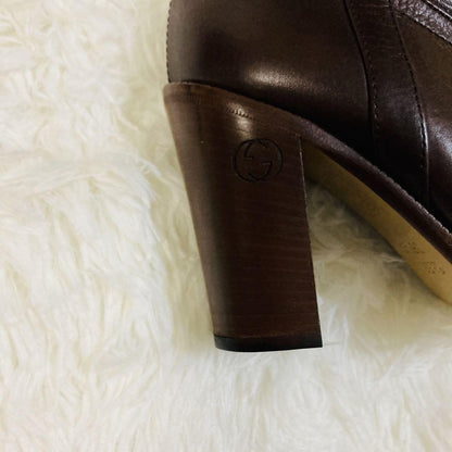 GUCCI Long Boots Shoes EU 36.5 US 6.5 Leather Brown Authentic
