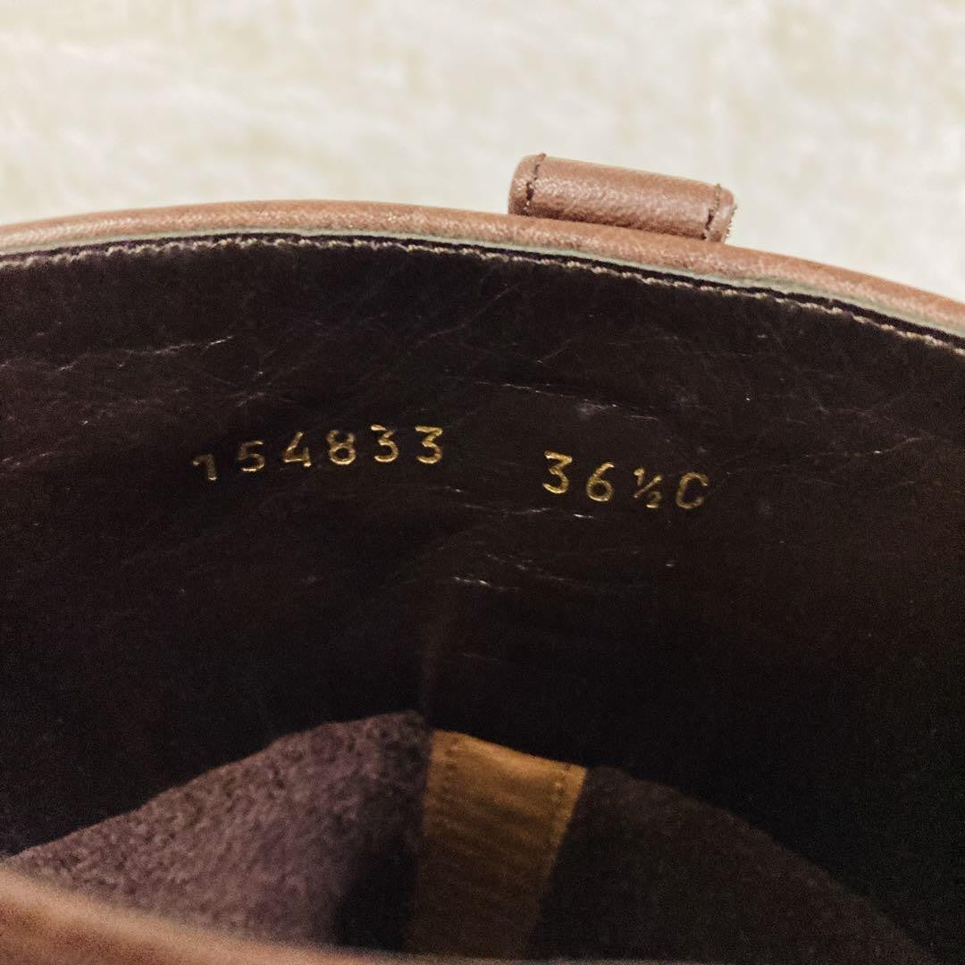 GUCCI Long Boots Shoes EU 36.5 US 6.5 Leather Brown Authentic