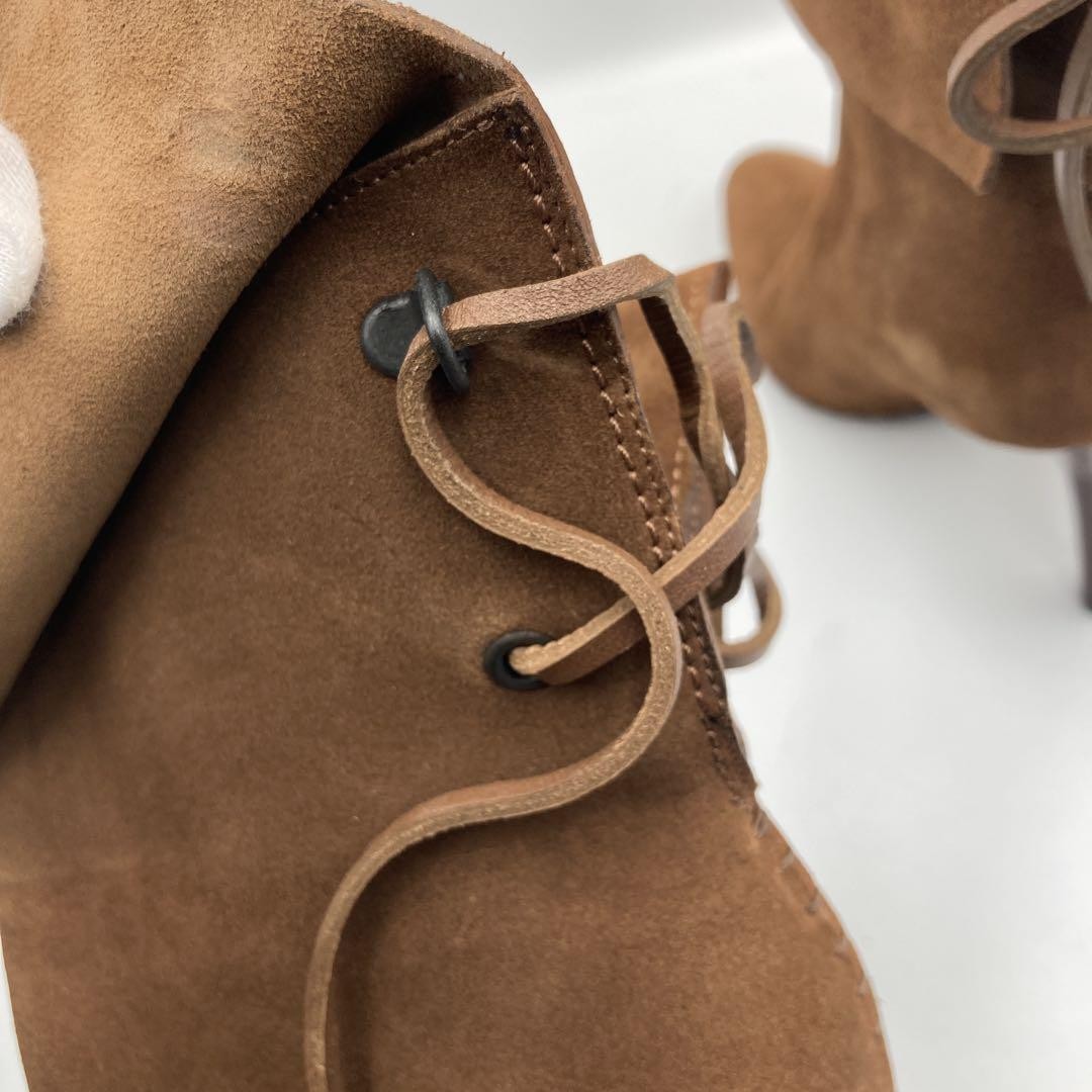GUCCI Short Boots Shoes EU 35 US 5 Suede Leather Brown Authentic
