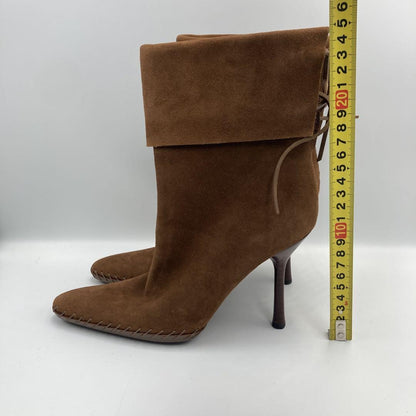 GUCCI Short Boots Shoes EU 35 US 5 Suede Leather Brown Authentic