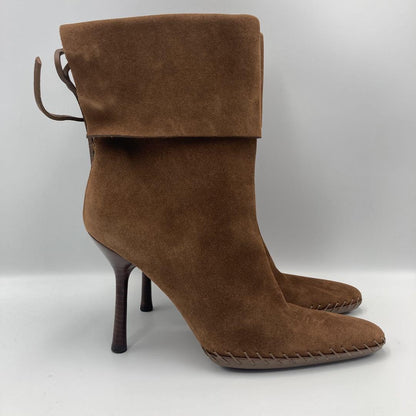 GUCCI Short Boots Shoes EU 35 US 5 Suede Leather Brown Authentic