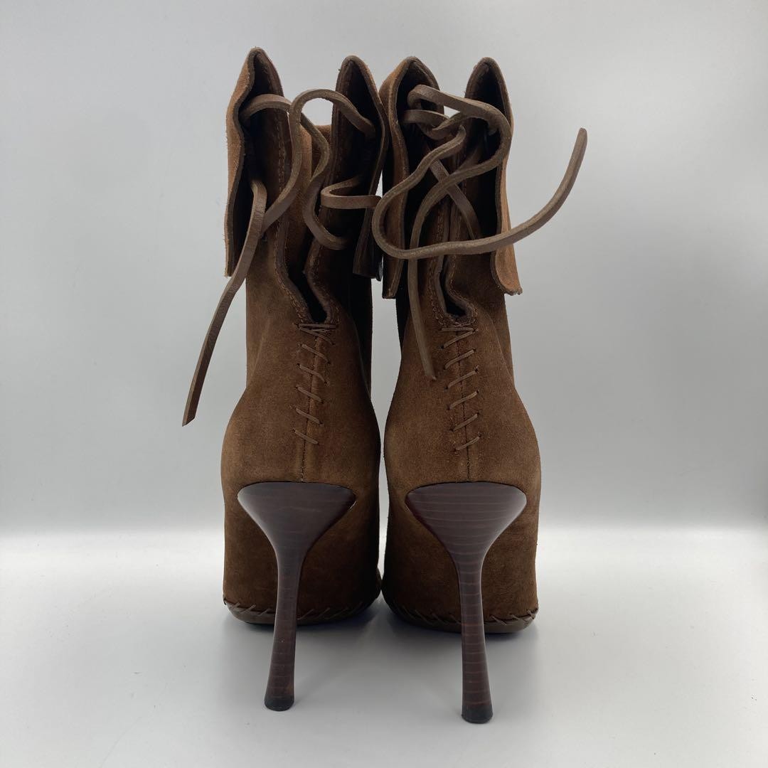 GUCCI Short Boots Shoes EU 35 US 5 Suede Leather Brown Authentic