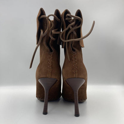 GUCCI Short Boots Shoes EU 35 US 5 Suede Leather Brown Authentic