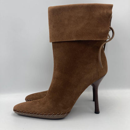 GUCCI Short Boots Shoes EU 35 US 5 Suede Leather Brown Authentic