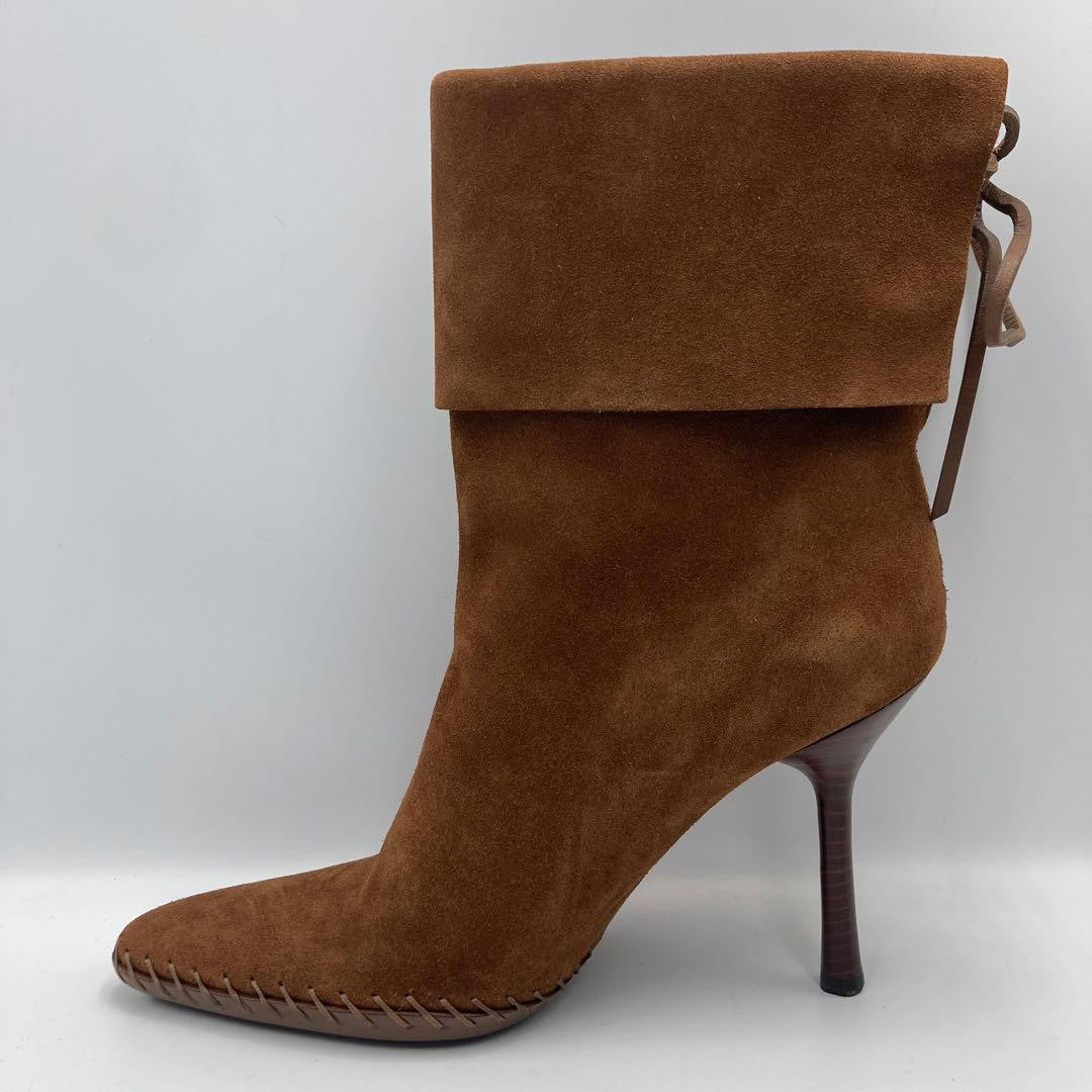 GUCCI Short Boots Shoes EU 35 US 5 Suede Leather Brown Authentic
