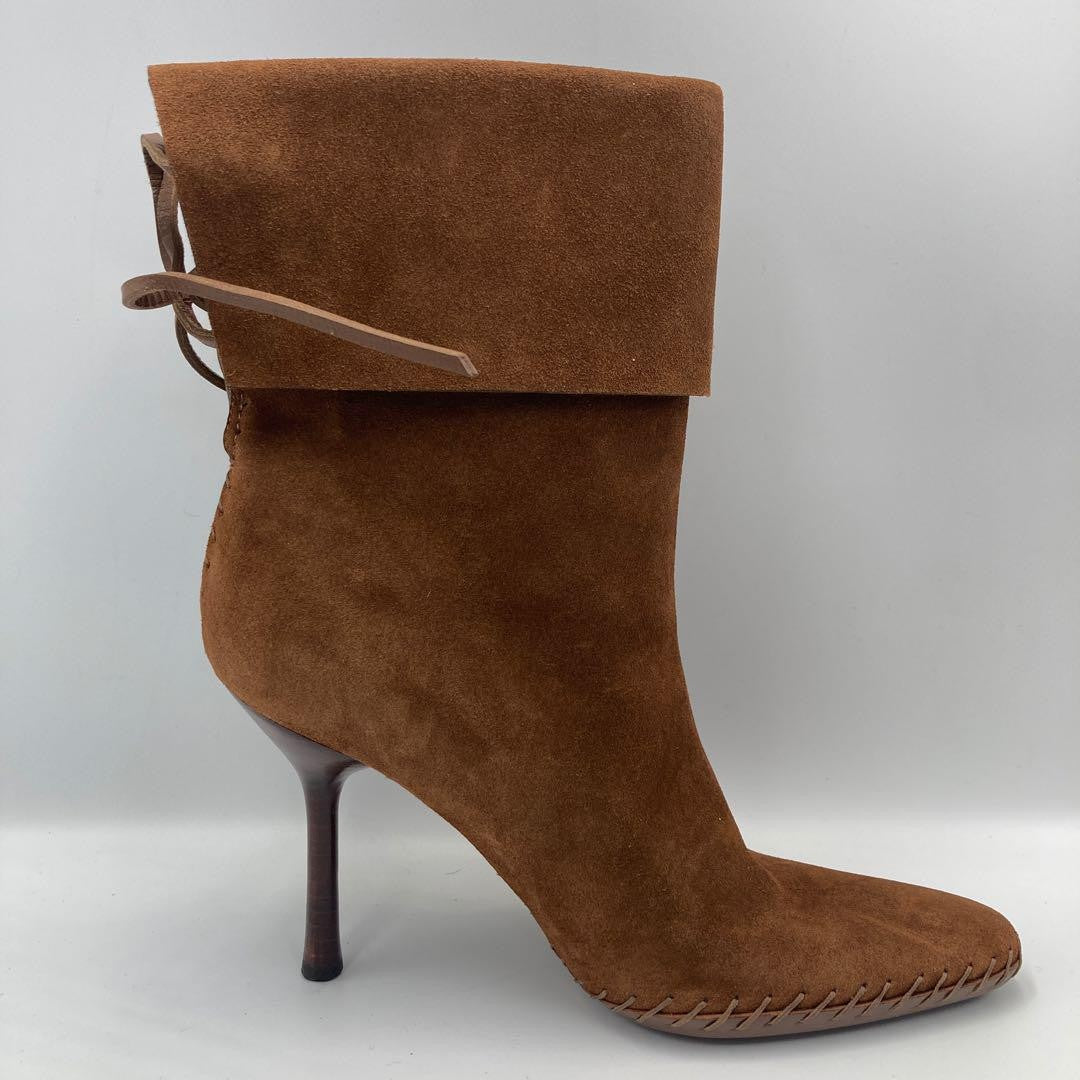 GUCCI Short Boots Shoes EU 35 US 5 Suede Leather Brown Authentic