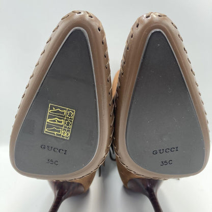 GUCCI Short Boots Shoes EU 35 US 5 Suede Leather Brown Authentic