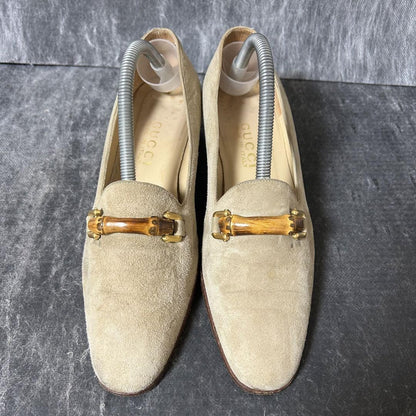 GUCCI Shoes Pumps Heel EU 36.5 US 6.5 Suede Beige Authentic