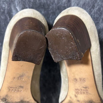GUCCI Shoes Pumps Heel EU 36.5 US 6.5 Suede Beige Authentic
