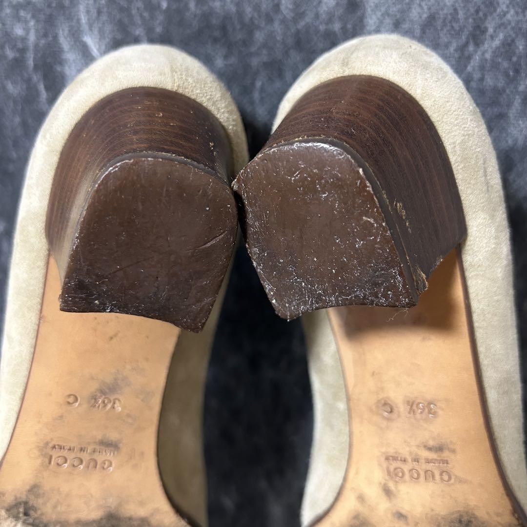 GUCCI Shoes Pumps Heel EU 36.5 US 6.5 Suede Beige Authentic