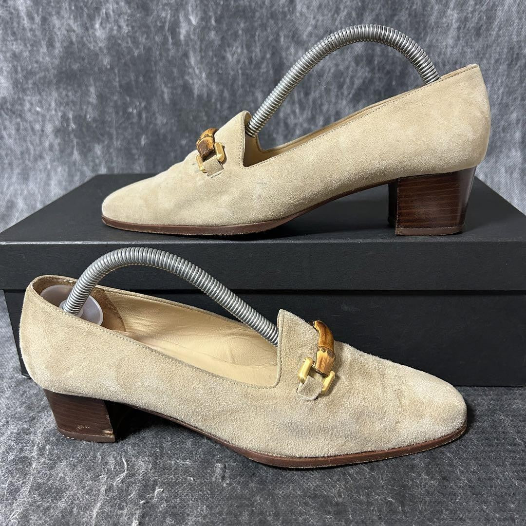 GUCCI Shoes Pumps Heel EU 36.5 US 6.5 Suede Beige Authentic