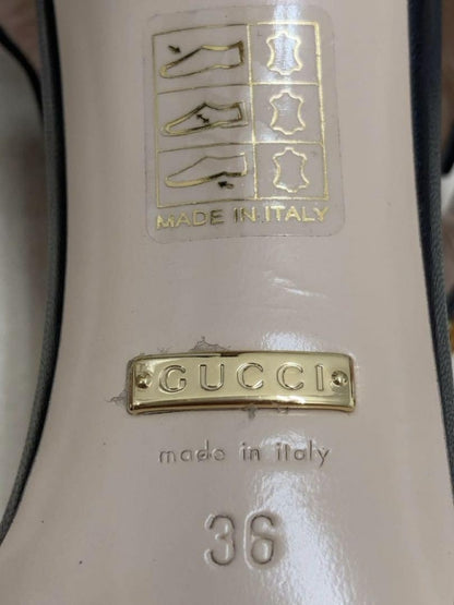GUCCI Shoes Pumps Heel EU 36 US 6 Leather Black Authentic