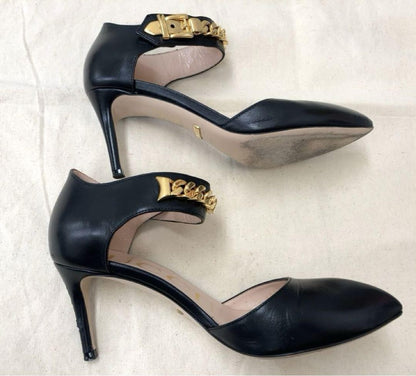 GUCCI Shoes Pumps Heel EU 36 US 6 Leather Black Authentic