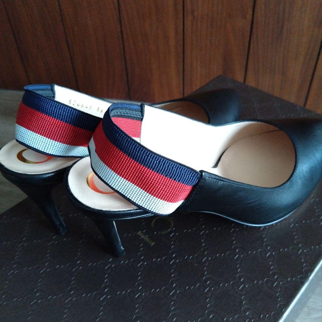 GUCCI Shoes Pumps Heel EU 36 US 6 Leather Black Authentic