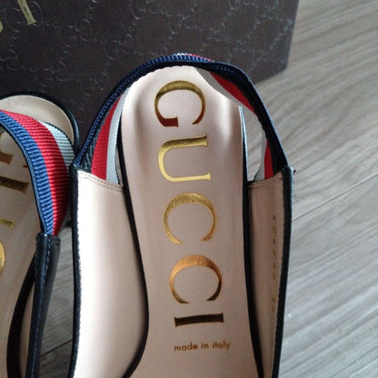 GUCCI Shoes Pumps Heel EU 36 US 6 Leather Black Authentic