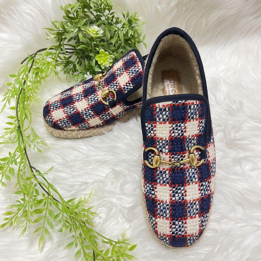 GUCCI Slip-ons Shoes Sneakers Horsebit EU 37 US 7 Navy Red Ivory Authentic