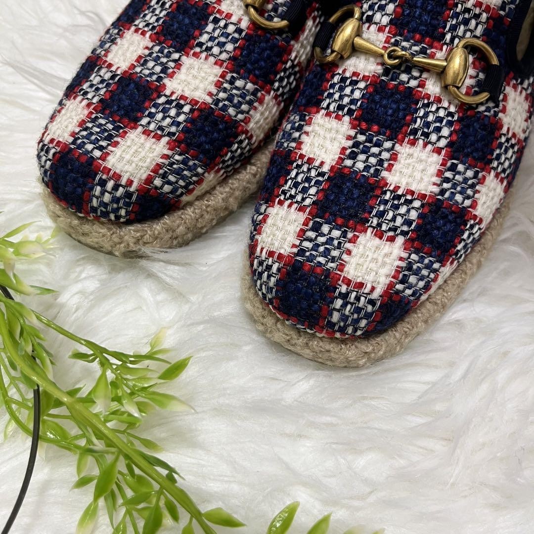 GUCCI Slip-ons Shoes Sneakers Horsebit EU 37 US 7 Navy Red Ivory Authentic