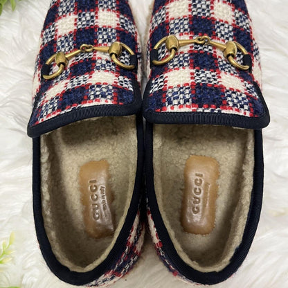 GUCCI Slip-ons Shoes Sneakers Horsebit EU 37 US 7 Navy Red Ivory Authentic