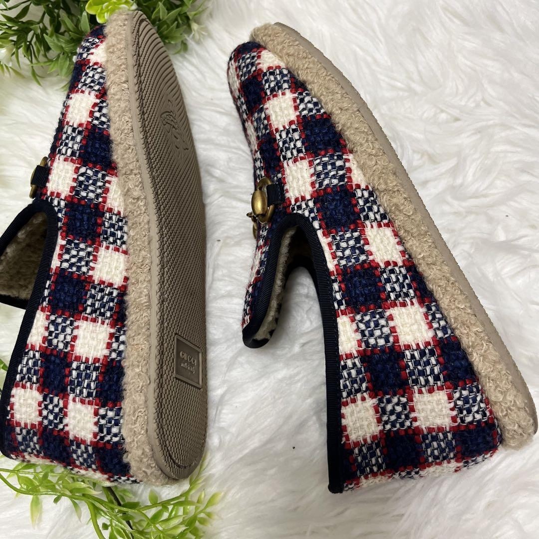 GUCCI Slip-ons Shoes Sneakers Horsebit EU 37 US 7 Navy Red Ivory Authentic
