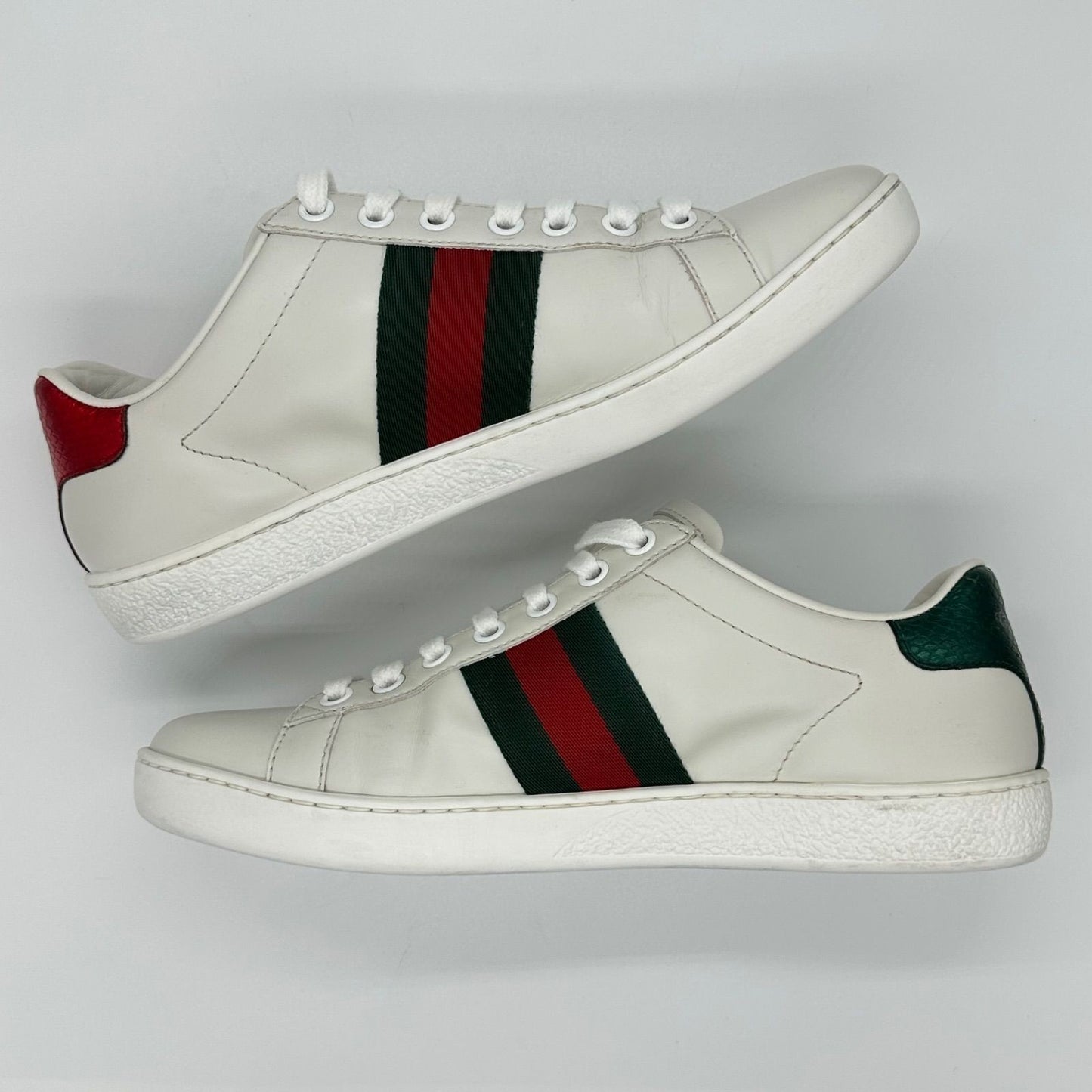 Gucci Ace Sneakers Shoes Low-Cut Sherry Line EU 36 US 6 Leather White Authentic