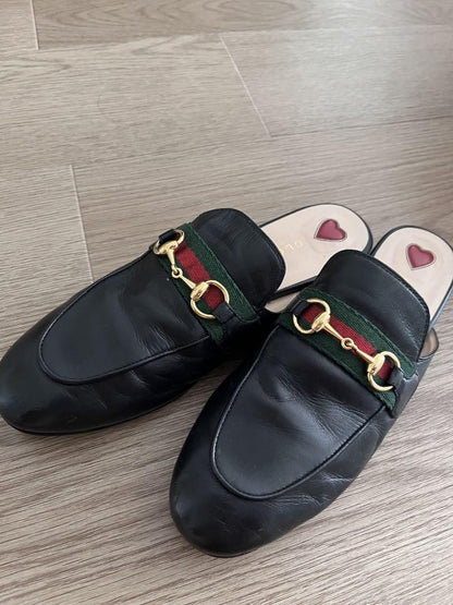 GUCCI Loafers Shoes Horse Bit EU 37.0 US 7.0 Black Authentic
