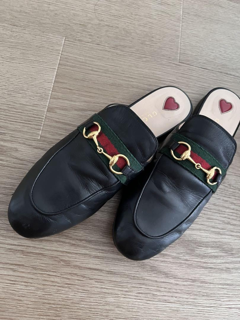GUCCI Loafers Shoes Horse Bit EU 37.0 US 7.0 Black Authentic
