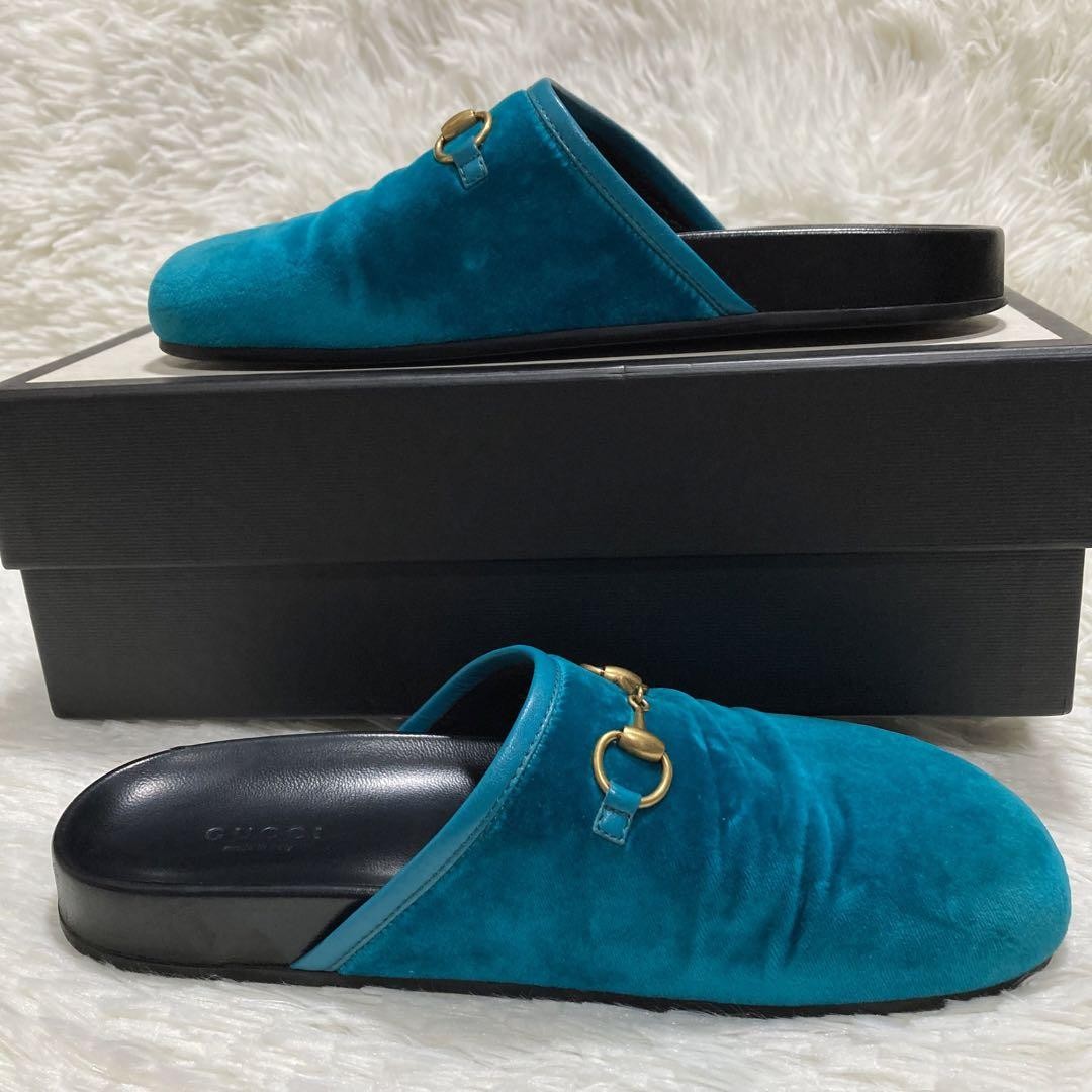 GUCCI Sandals Shoes Horsebit EU 37 US 7 Blue Authentic