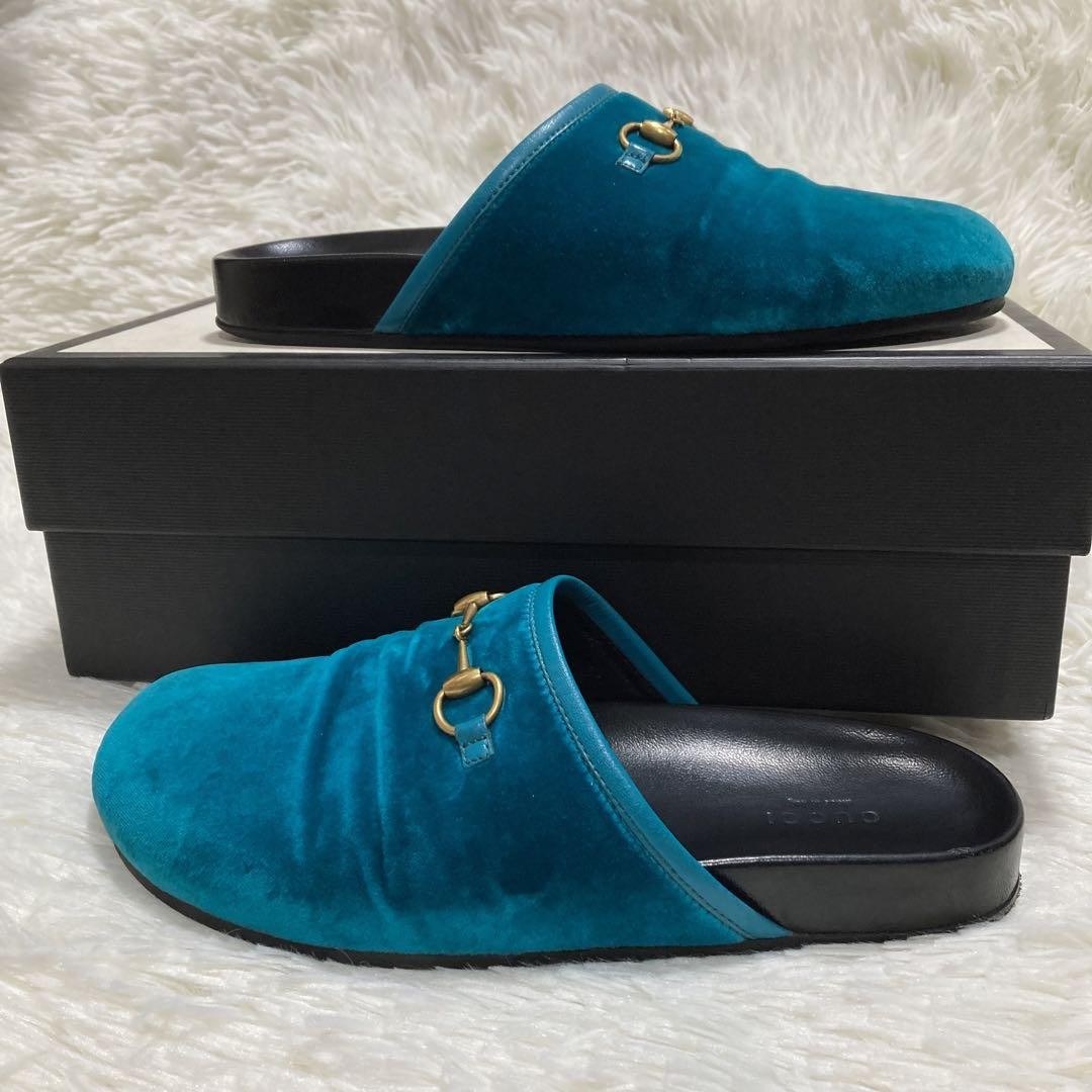 GUCCI Sandals Shoes Horsebit EU 37 US 7 Blue Authentic