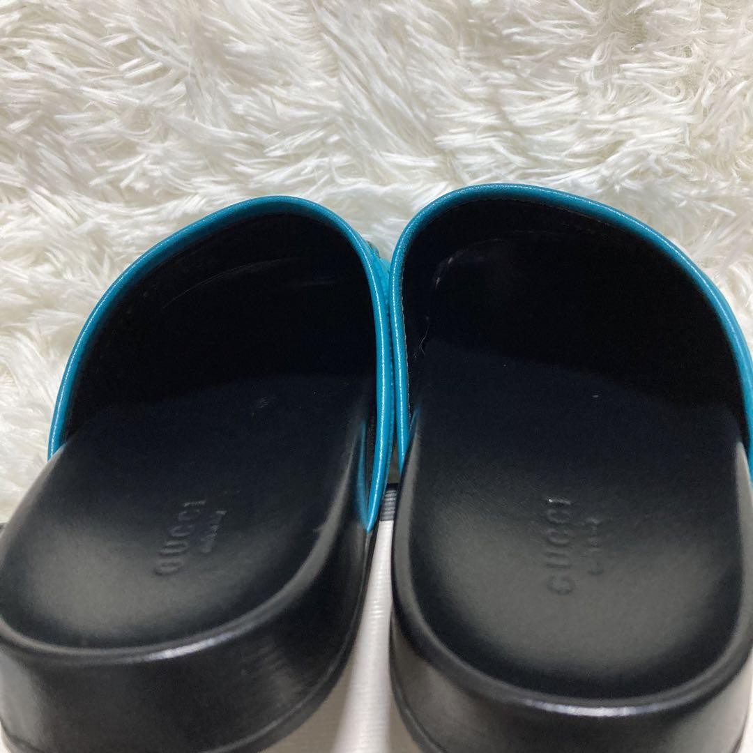 GUCCI Sandals Shoes Horsebit EU 37 US 7 Blue Authentic