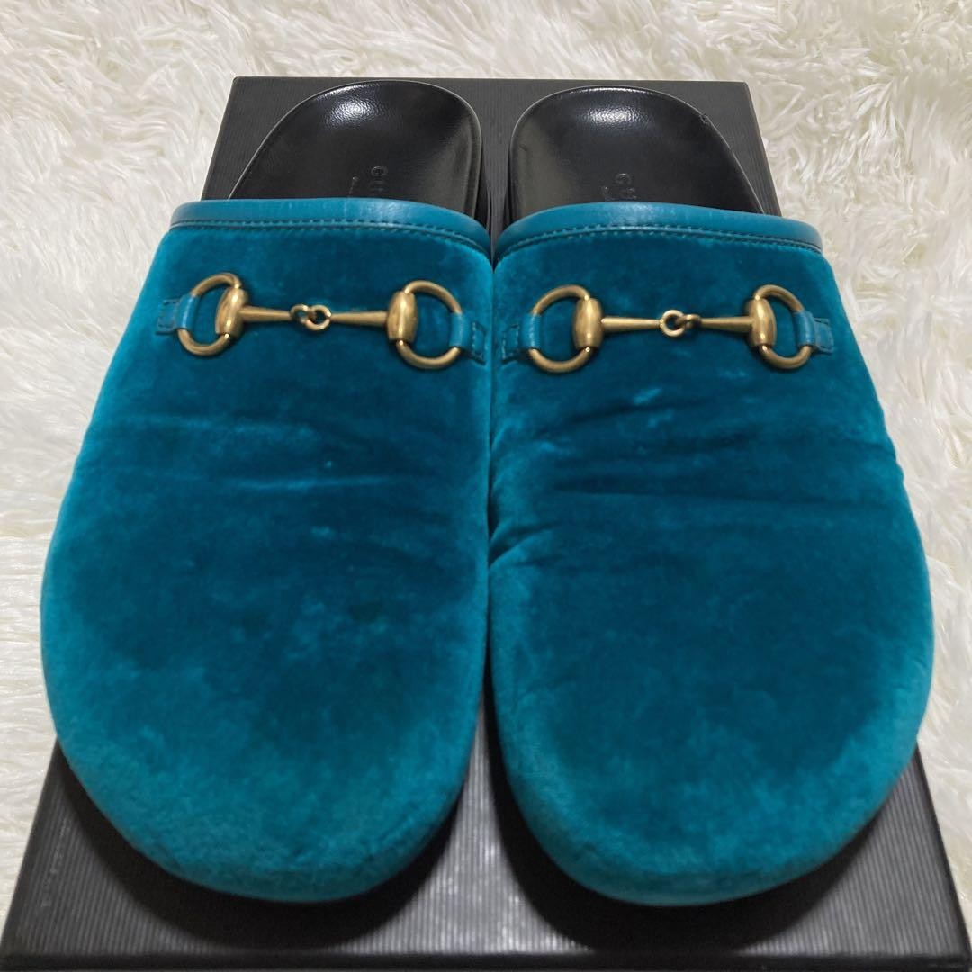 GUCCI Sandals Shoes Horsebit EU 37 US 7 Blue Authentic