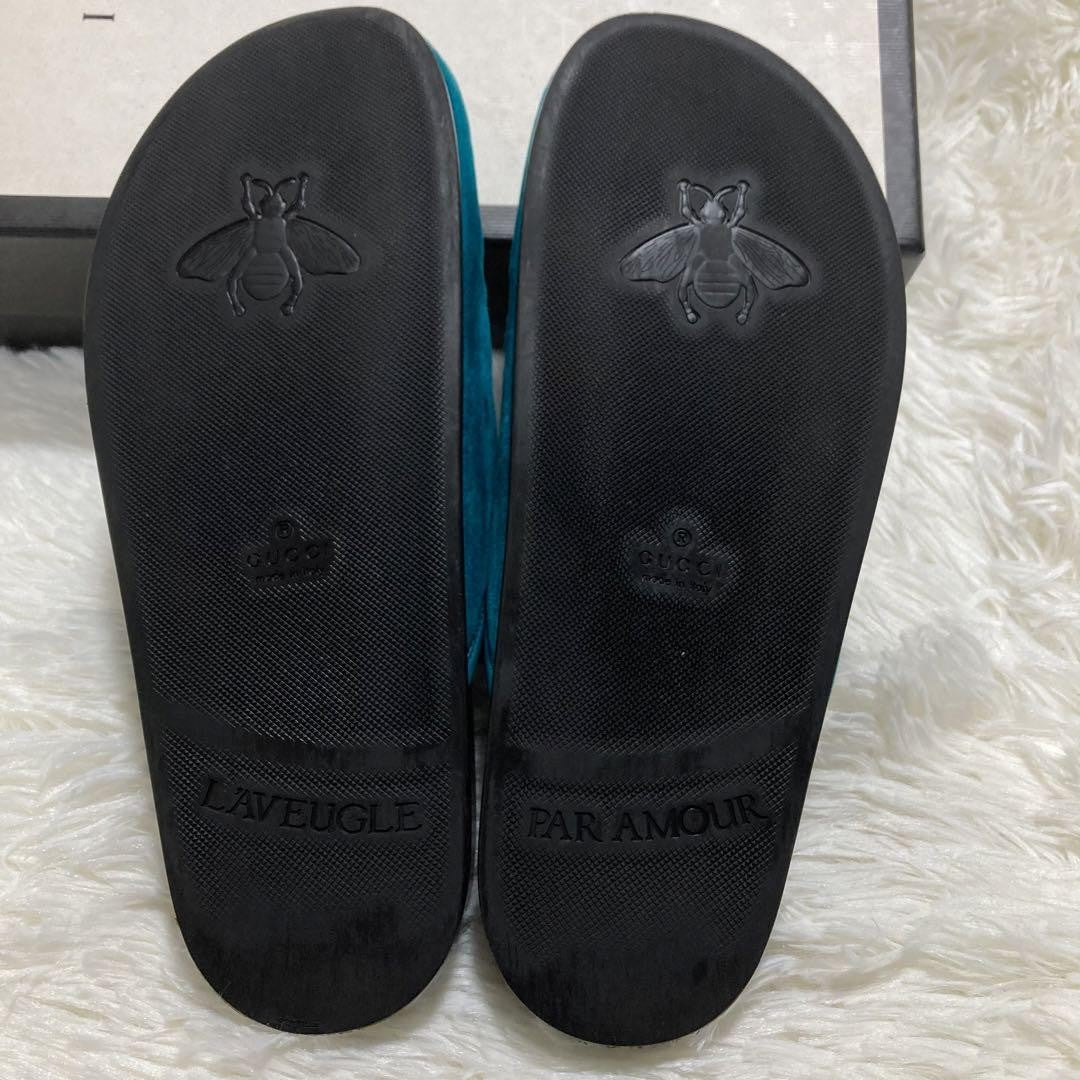 GUCCI Sandals Shoes Horsebit EU 37 US 7 Blue Authentic