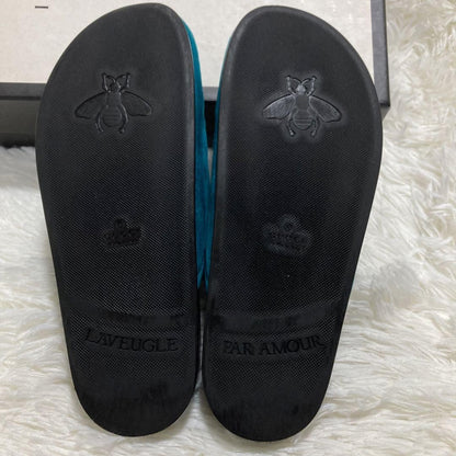 GUCCI Sandals Shoes Horsebit EU 37 US 7 Blue Authentic