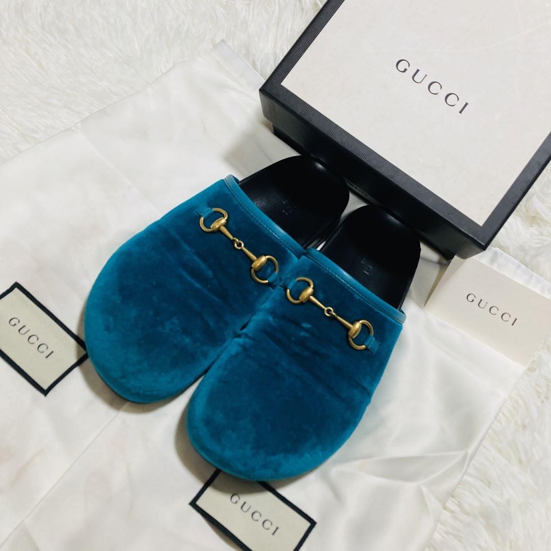 GUCCI Sandals Shoes Horsebit EU 37 US 7 Blue Authentic
