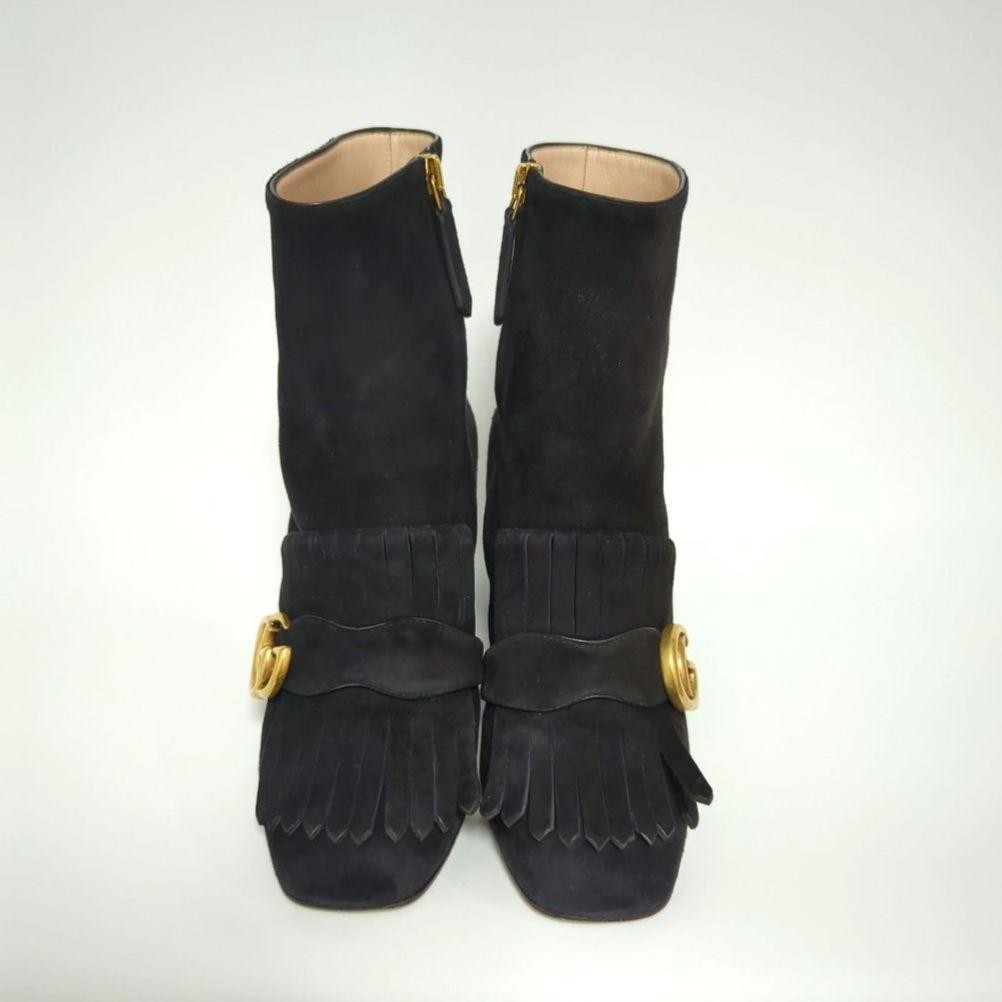GUCCI Boots Shoes GG EU 35 US 5 Suede Black Authentic