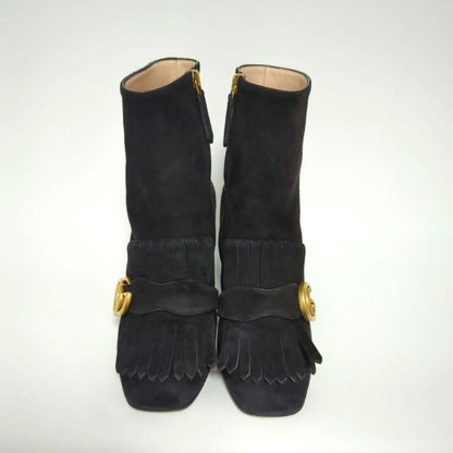 GUCCI Boots Shoes GG EU 35 US 5 Suede Black Authentic