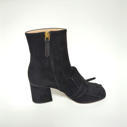 GUCCI Boots Shoes GG EU 35 US 5 Suede Black Authentic