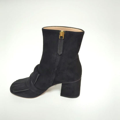 GUCCI Boots Shoes GG EU 35 US 5 Suede Black Authentic