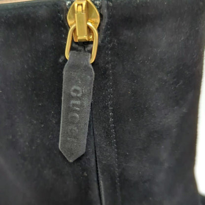 GUCCI Boots Shoes GG EU 35 US 5 Suede Black Authentic