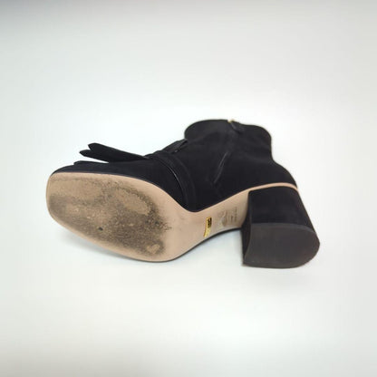 GUCCI Boots Shoes GG EU 35 US 5 Suede Black Authentic