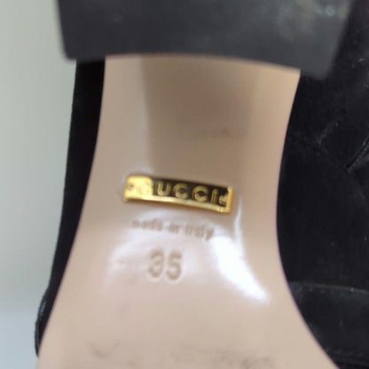 GUCCI Boots Shoes GG EU 35 US 5 Suede Black Authentic