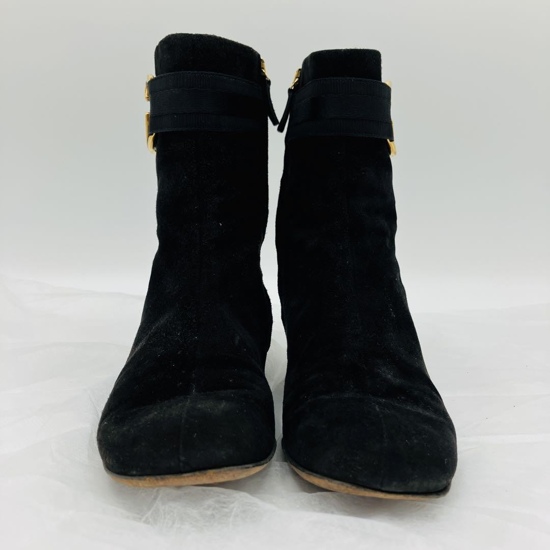 GUCCI Short Boots Shoes GG EU 35.5 US 5.5 Suede Black Authentic