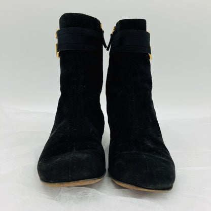 GUCCI Short Boots Shoes GG EU 35.5 US 5.5 Suede Black Authentic