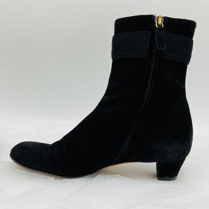 GUCCI Short Boots Shoes GG EU 35.5 US 5.5 Suede Black Authentic