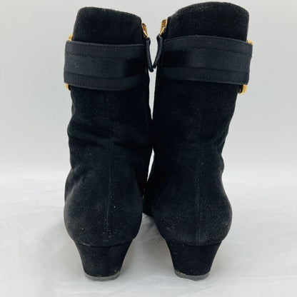 GUCCI Short Boots Shoes GG EU 35.5 US 5.5 Suede Black Authentic