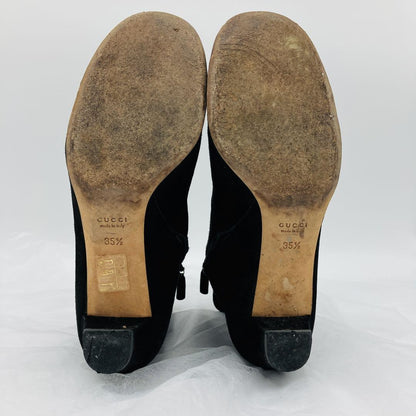 GUCCI Short Boots Shoes GG EU 35.5 US 5.5 Suede Black Authentic