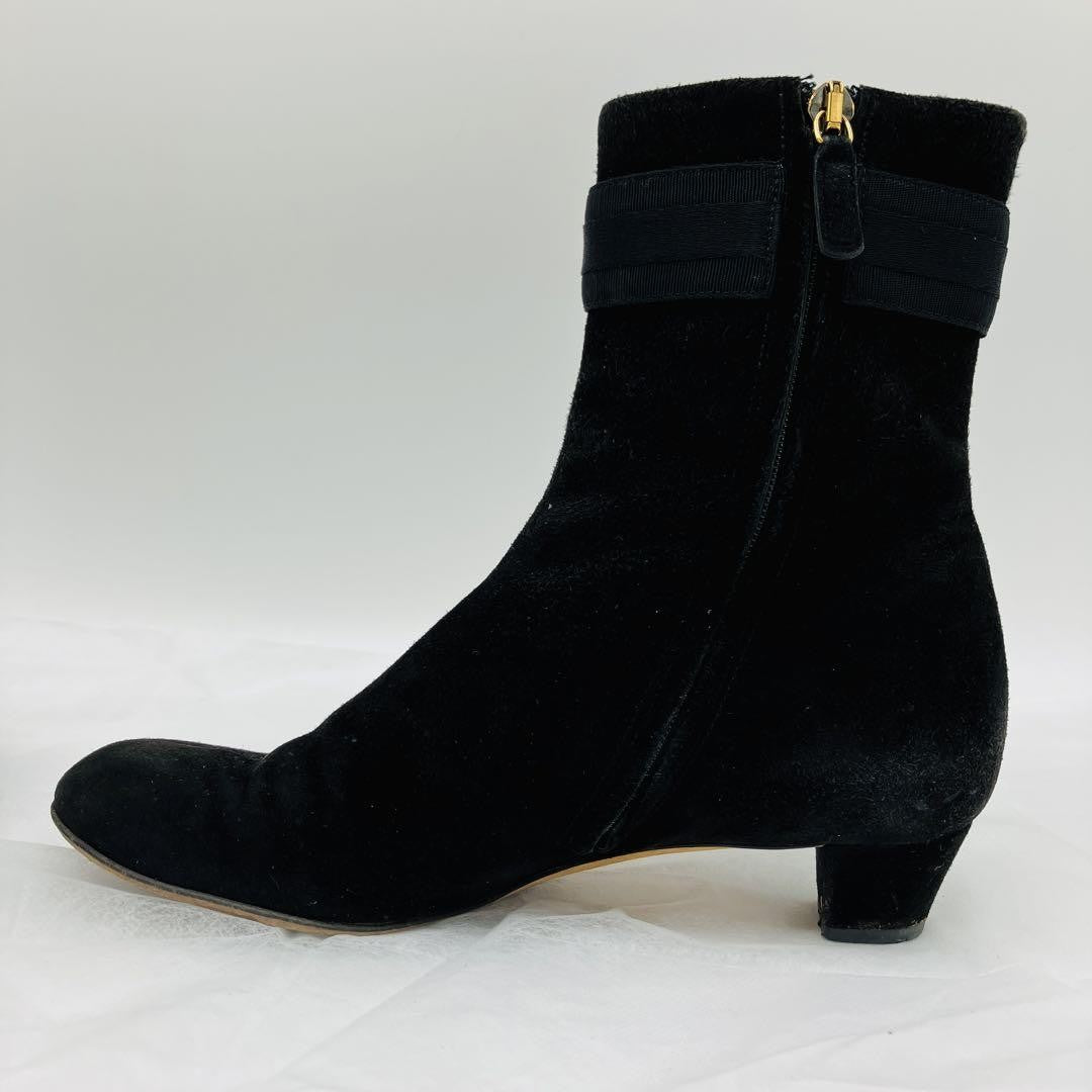 GUCCI Short Boots Shoes GG EU 35.5 US 5.5 Suede Black Authentic