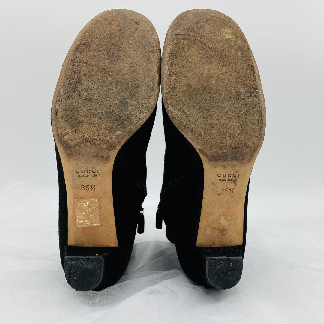 GUCCI Short Boots Shoes GG EU 35.5 US 5.5 Suede Black Authentic